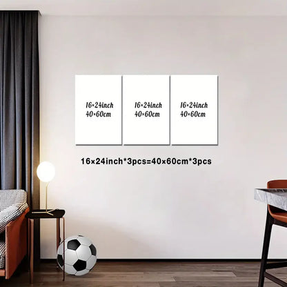 Canvas Wall Art Prints, 3 Pieces, Modern Minimalist Bohemian Style Abstract Geometric Shapes with Frame for Living Room Bedroom, each piece 16x24 inch